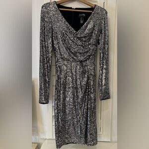 Joseph Ribkoff – Long Sleeve Sequins Dress - Midnight blue/silver - Size 4